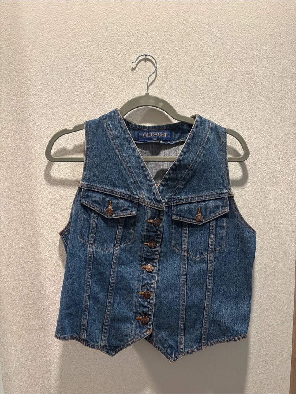 Jordache Blue Denim Button-Up Vest